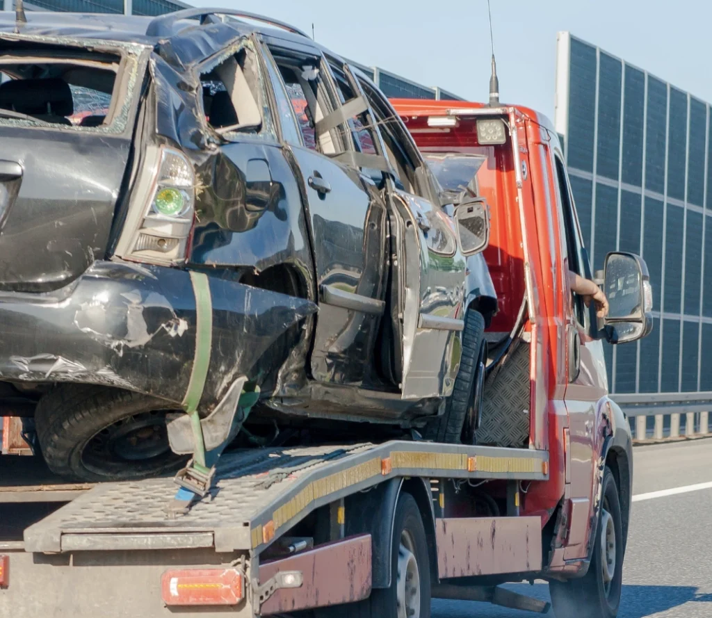 Accident Towing 5 car being towed after a collision